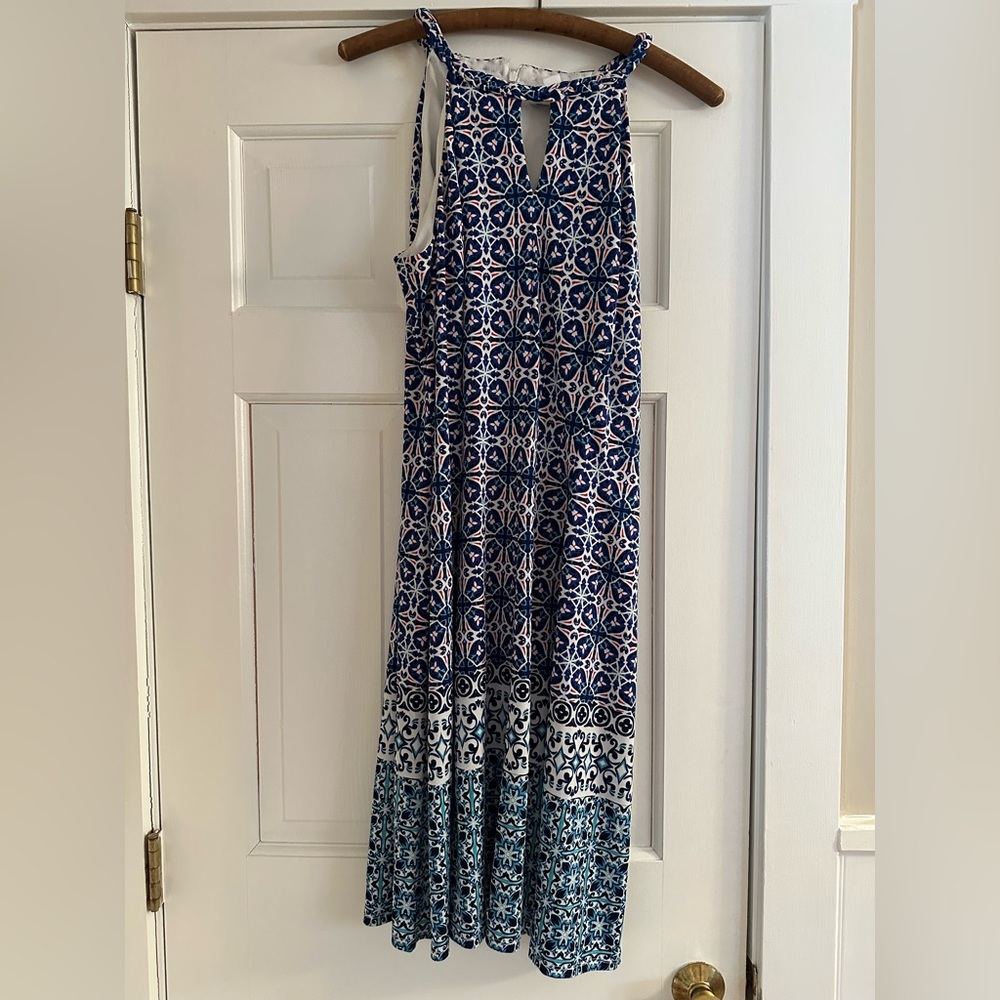 WISP Blue and White Patterned Maxi Dress,Size 14